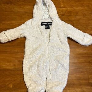 Cozy White Fleece Baby Footie
